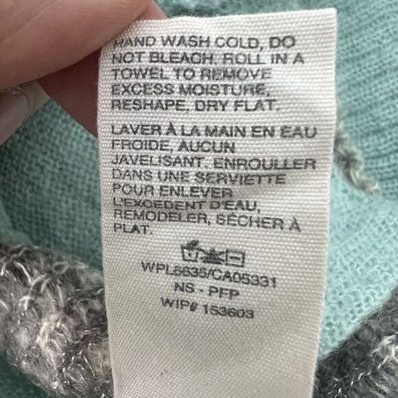 Woolrich Cardigan Sweater Womens Small Blue Owl Mohair Wool Knit Button Pockets - Picture 7 of 9